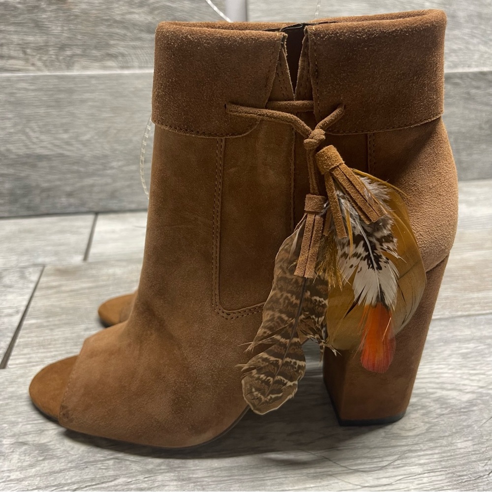 Jessica Simpson brown leather ankle boots open toe size 8.5M